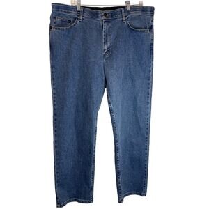 Wrangler Authentics Mens Blue Denim Jeans Relaxed Fit, Everyday Comfort, Classic